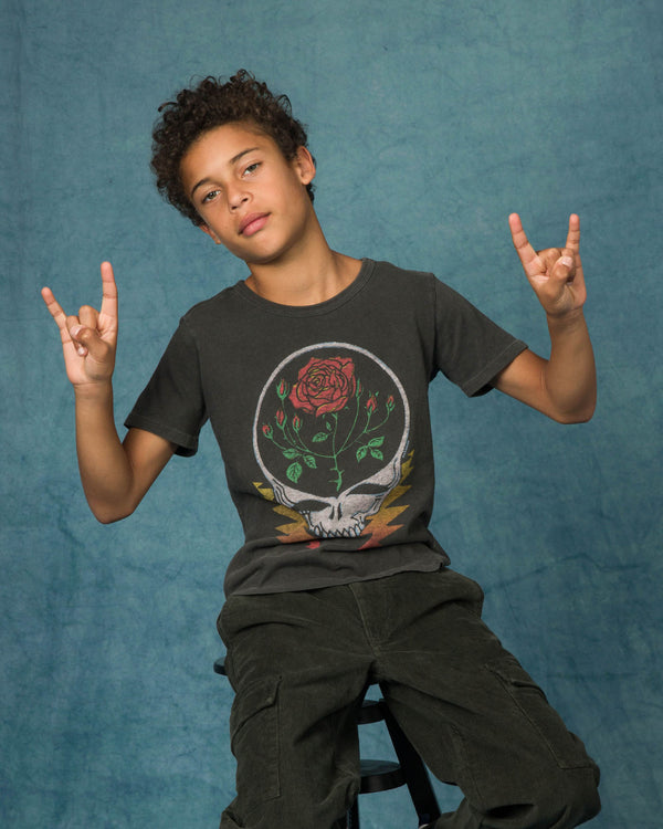 Junk Food Clothing Kids Grateful Dead Roses And Bolts Tee Vintage Black