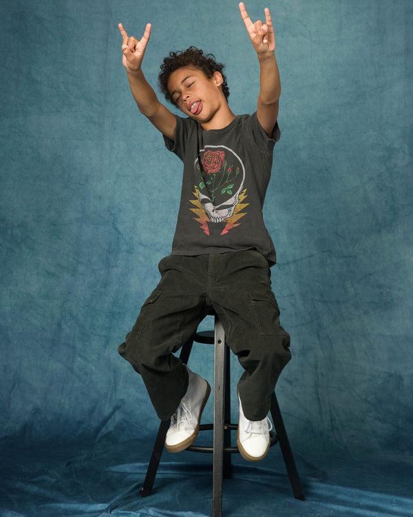 Junk Food Clothing Kids Grateful Dead Roses And Bolts Tee Vintage Black