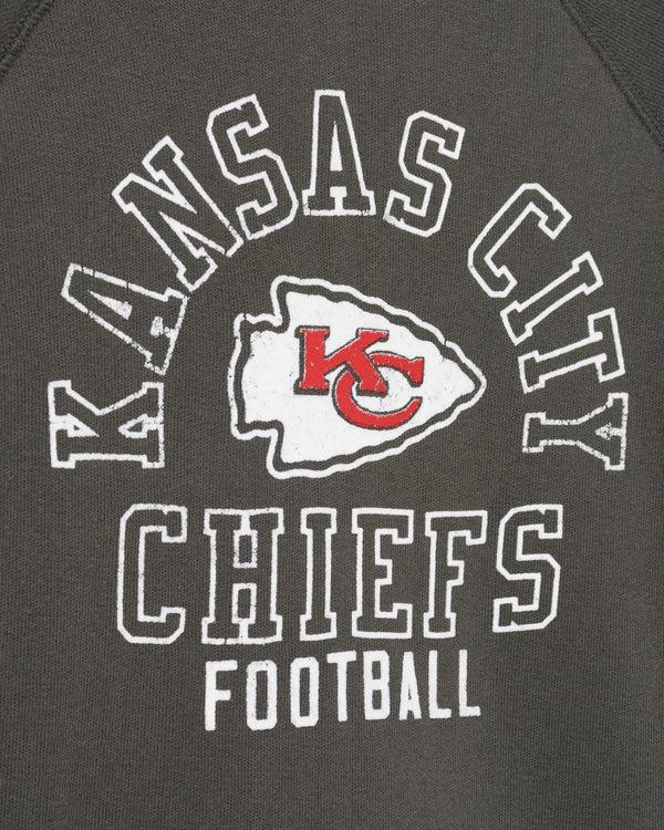 Junk Food Clothing Kids Kansas City Chiefs Flocked Raglan Crew Fleece Vintage Black