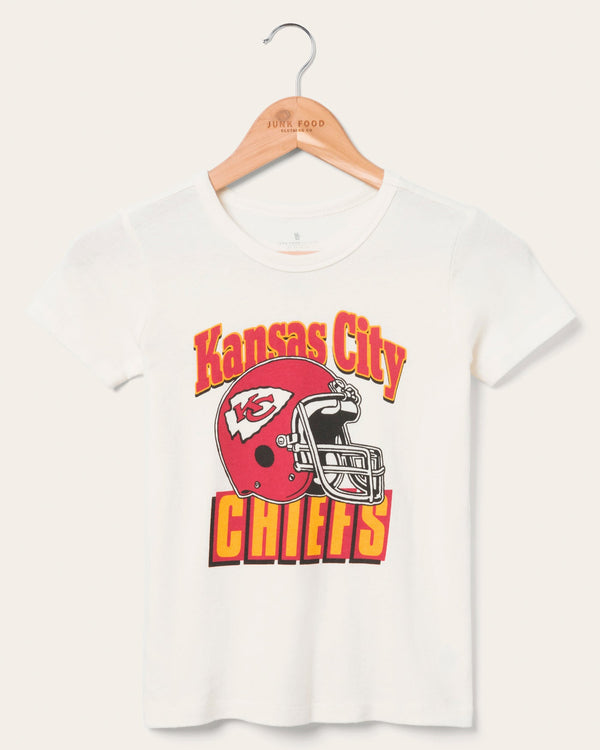 junk food clothing Kids Kansas City Chiefs Helmet Tee Vintage White