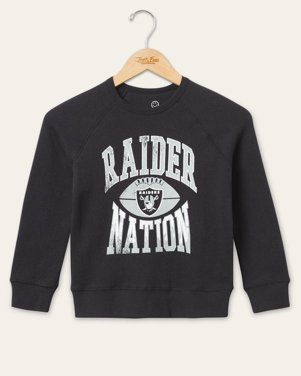 junk food clothing Kids Las Vegas Raiders Hot Route Raglan Fleece True Black
