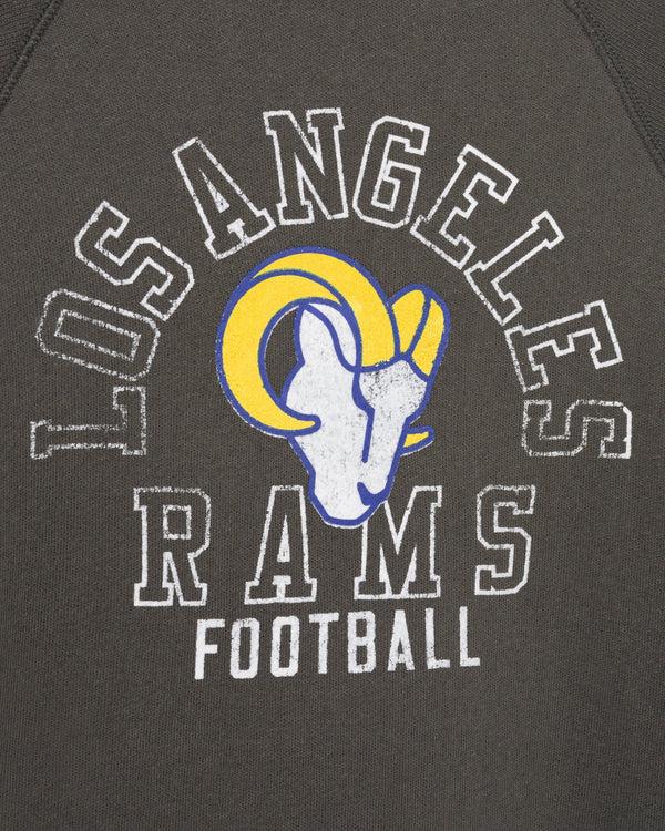 Junk Food Clothing Kids Los Angeles Rams Flocked Raglan Crew Fleece Vintage Black
