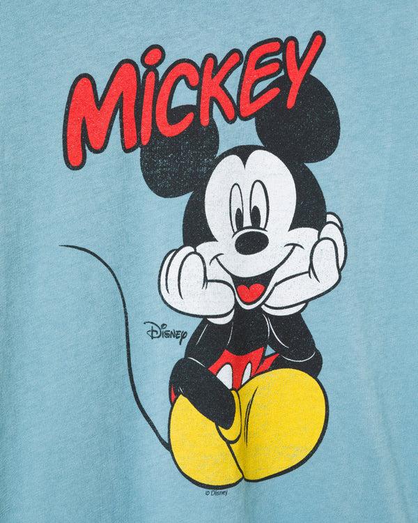 Junk Food Clothing Kids Mickey Sitting Tee Washed Indigo
