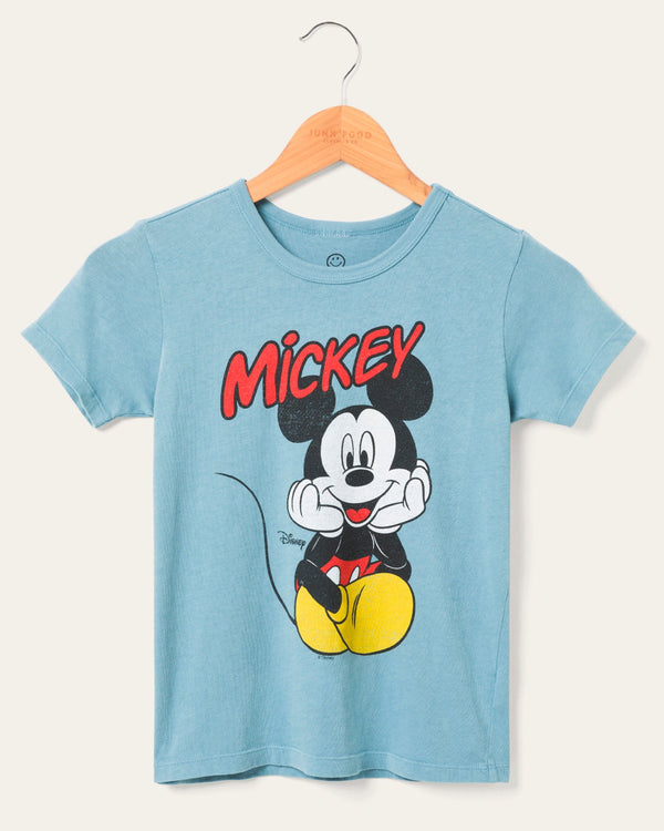 junk food clothing Kids Mickey Sitting Tee Washed Indigo