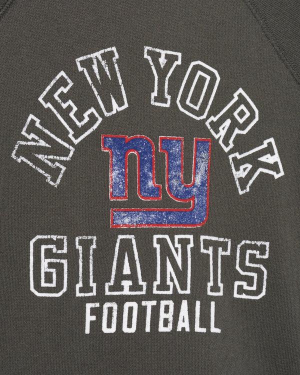 Junk Food Clothing Kids New York Giants Flocked Raglan Crew Fleece Vintage Black