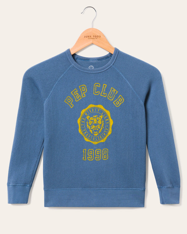 junk food clothing Kids Pep Club Raglan Fleece Deep Indigo