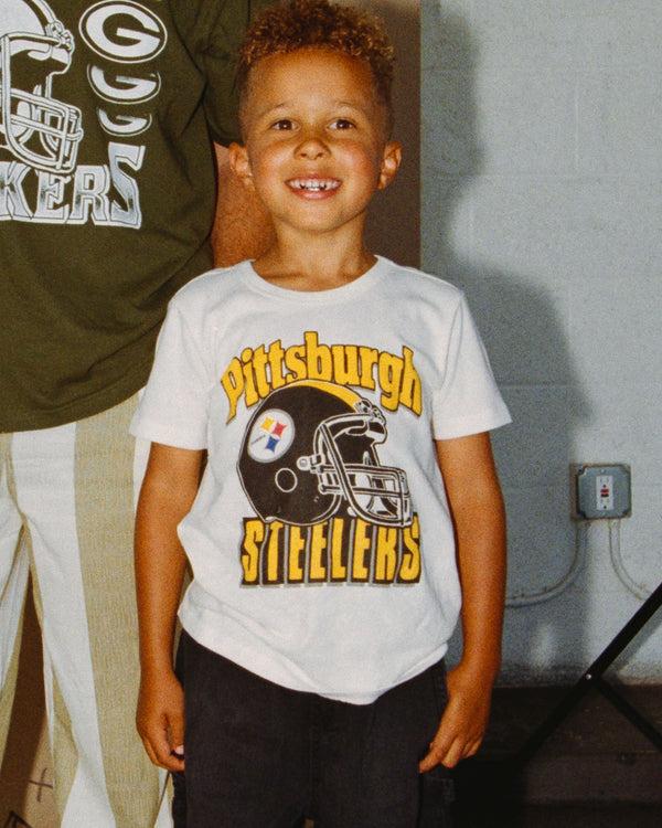 Junk Food Clothing Kids Pittsburgh Steelers Helmet Tee Vintage White