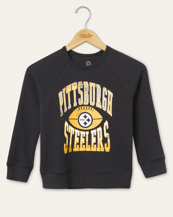 junk food clothing Kids Pittsburgh Steelers Hot Route Raglan Fleece True Black