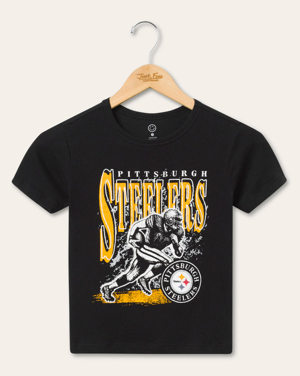 junk food clothing Kids Pittsburgh Steelers Rushing Tee True Black