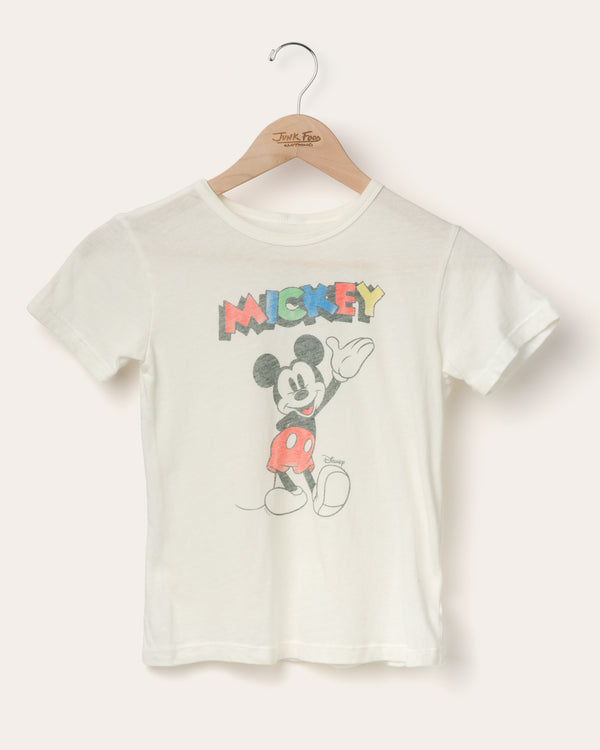 junk food clothing Kids Waving Mickey Tee Vintage White