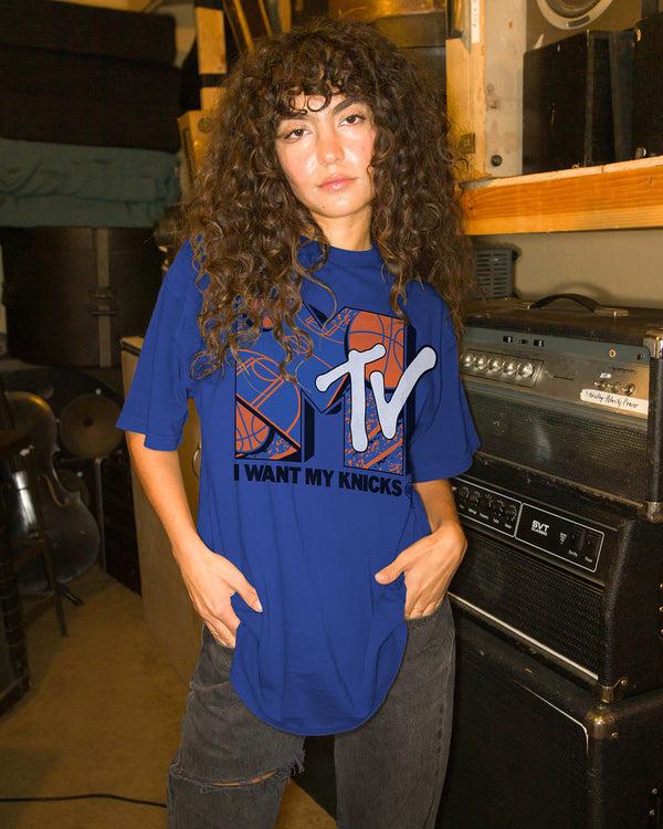 Junk Food Clothing Knicks X MTV I Want My Fan Tee Royal