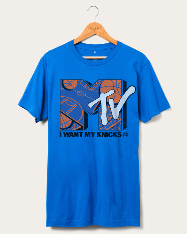 junk food clothing Knicks x MTV I Want My Fan Tee Royal