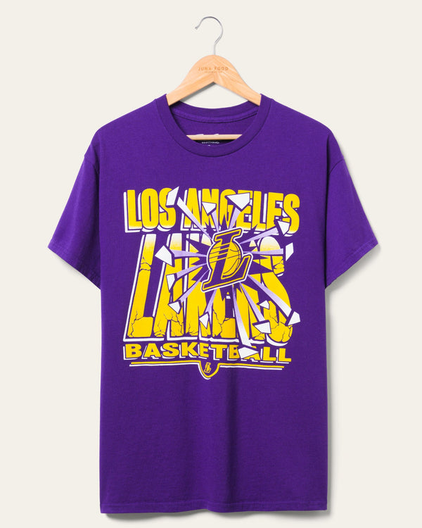junk food clothing Lakers Break Through Short Sleeve Tee Purple