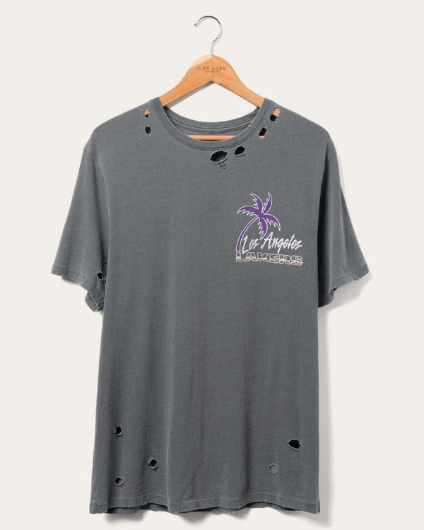 junk food clothing Lakers Luau Vintage Destroy Tee Vintage Black