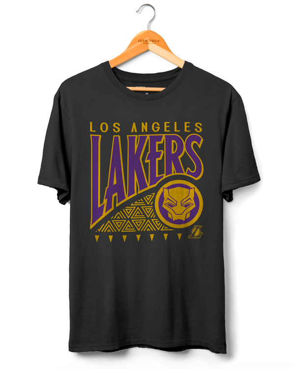 junk food clothing Lakers Wakanda Forever Pattern Tee Black