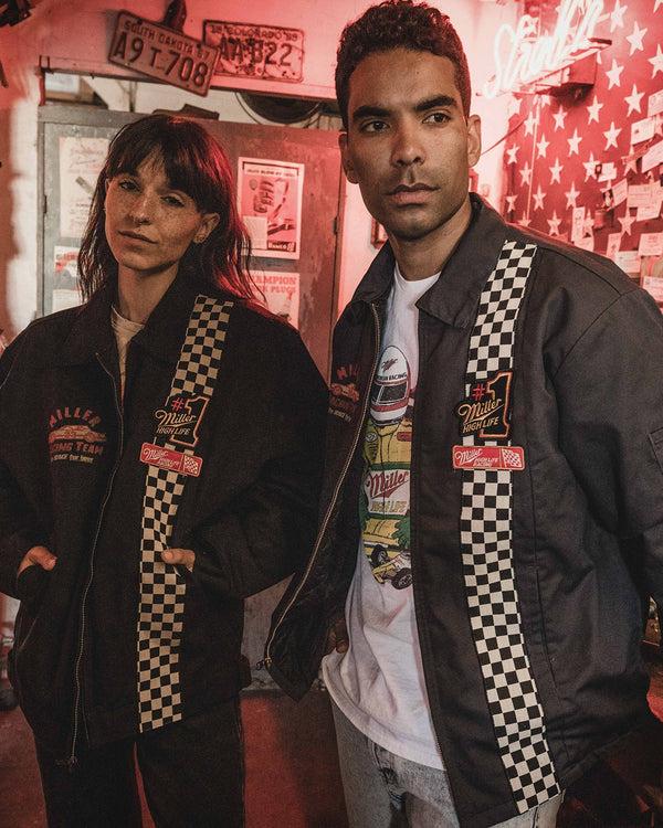 Junk Food Clothing Limited-Edition Miller High Life Racing Pit Crew Vintage Revival Jacket Grey