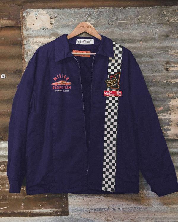 junk food clothing Limited-Edition Miller High Life Racing Pit Crew Vintage Revival Jacket Navy