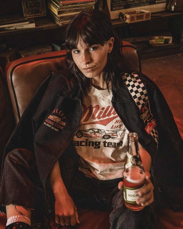 Junk Food Clothing Limited-Edition Miller High Life Racing Pit Crew Vintage Revival Jacket Black