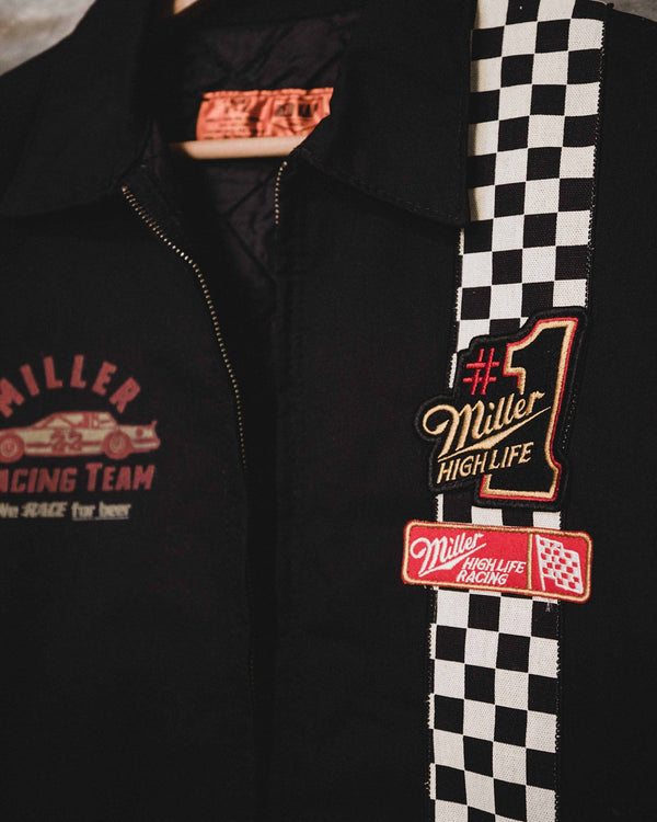 Junk Food Clothing Limited-Edition Miller High Life Racing Pit Crew Vintage Revival Jacket Black