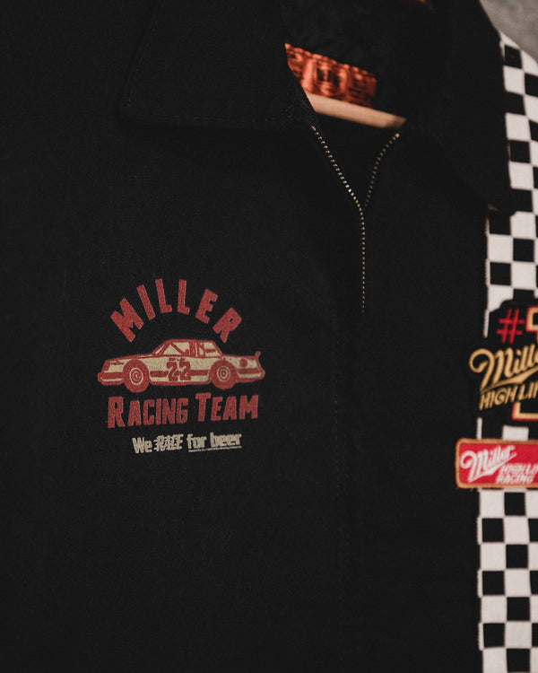 Junk Food Clothing Limited-Edition Miller High Life Racing Pit Crew Vintage Revival Jacket Black
