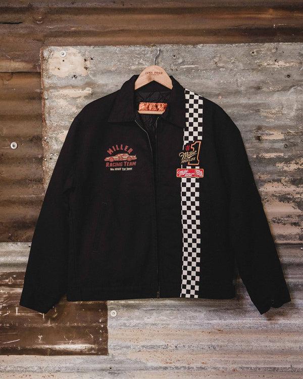 junk food clothing Limited-Edition Miller High Life Racing Pit Crew Vintage Revival Jacket Black