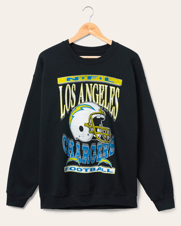 junk food clothing Los Angeles Chargers Helmet Flea Market Crew Fleece Black