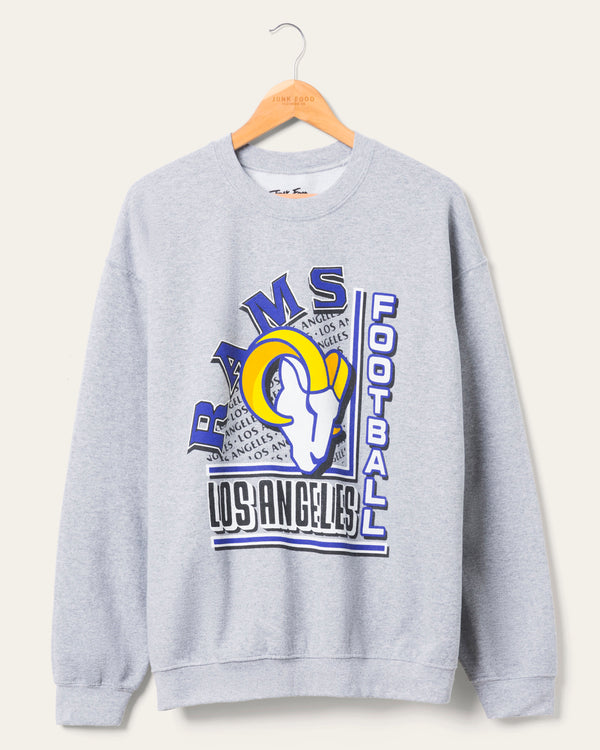 junk food clothing Los Angeles Rams Backfield Crew Fleece Heather Grey