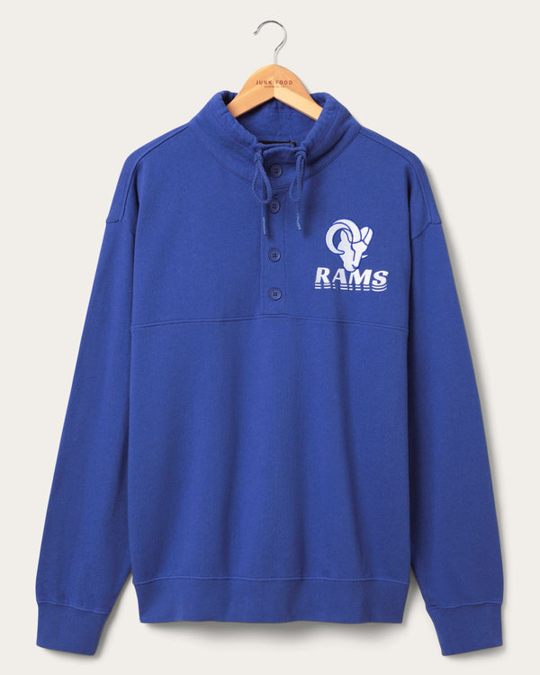 junk food clothing Los Angeles Rams Mock 1/4 Button Up Liberty