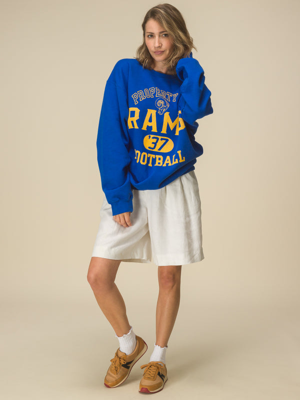 Junk Food Clothing Los Angeles Rams Property Flea Market Crew Fleece Royal