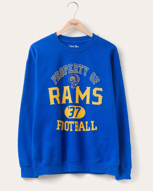 junk food clothing Los Angeles Rams Property Flea Market Crew Fleece Royal
