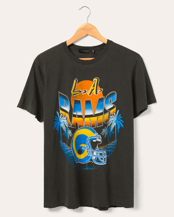 junk food clothing Los Angeles Rams Sunset Vintage Tee True Black