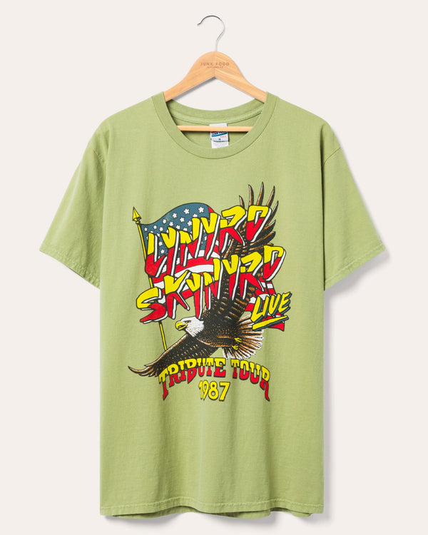 junk food clothing Lynyrd Skynyrd Tribute Tour 1987 Flea Market Tee Sage junk food clothing Lynyrd Skynyrd Tribute Tour 1987 Flea Market Tee Sage