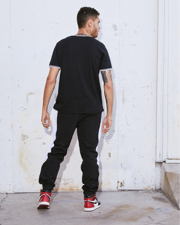 Junk Food Clothing Men's Raiders Throwback Ringer Tee TRUE BLACK