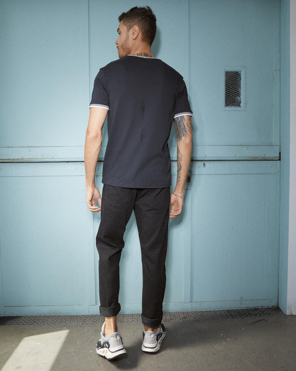 Junk Food Clothing MENS JETS THROWBACK RINGER TEE TRUE BLACK