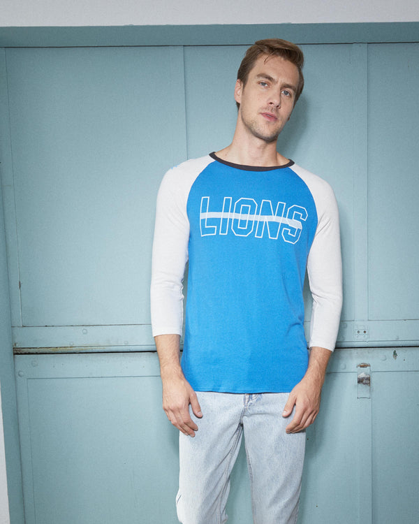 junk food clothing MENS LIONS VINTAGE CONTRAST RAGLAN LIONS BLUE