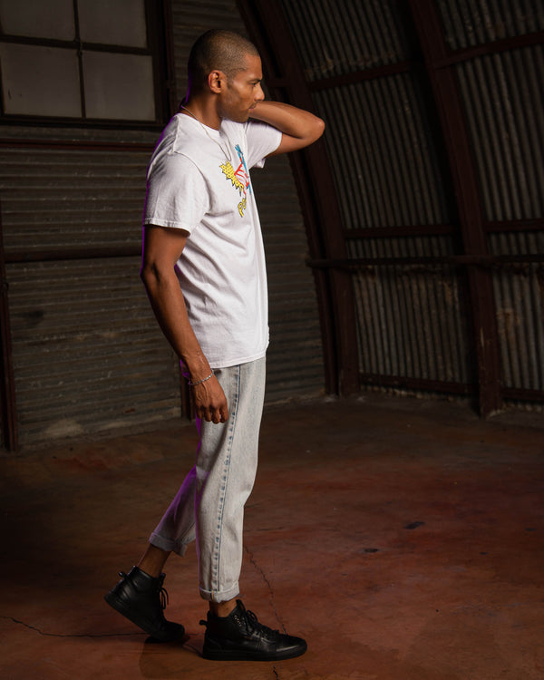 Junk Food Clothing MENS MARVEL POP ART LOGO TEE VINTAGE WHITE