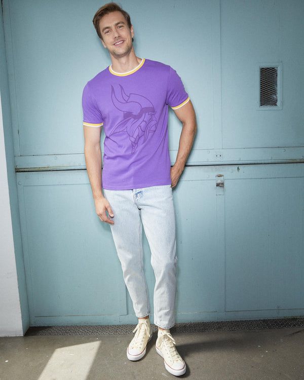 Junk Food Clothing MENS VIKINGS THROWBACK RINGER TEE PURPLE / MUSTARD