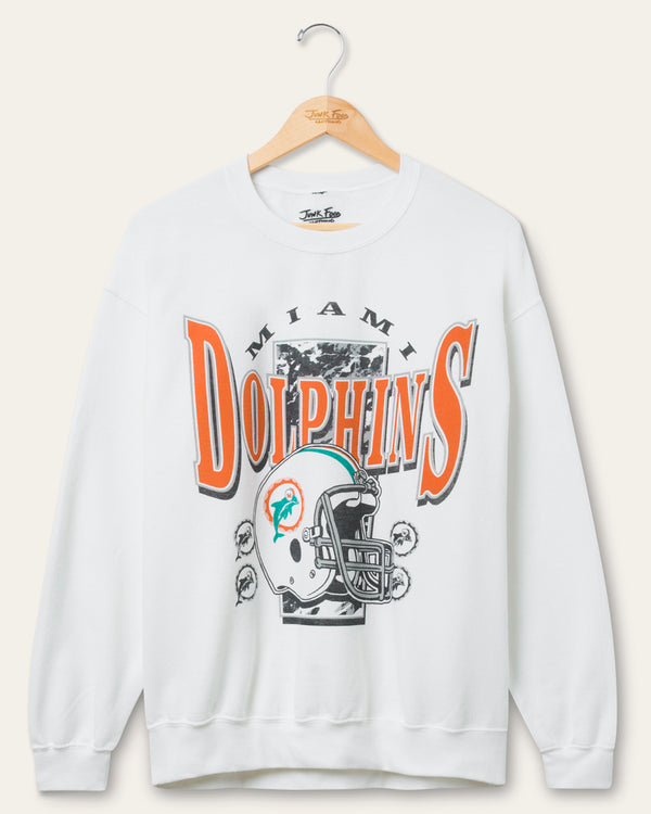 junk food clothing Miami Dolphins Conversion Flea Market Crew Fleece White