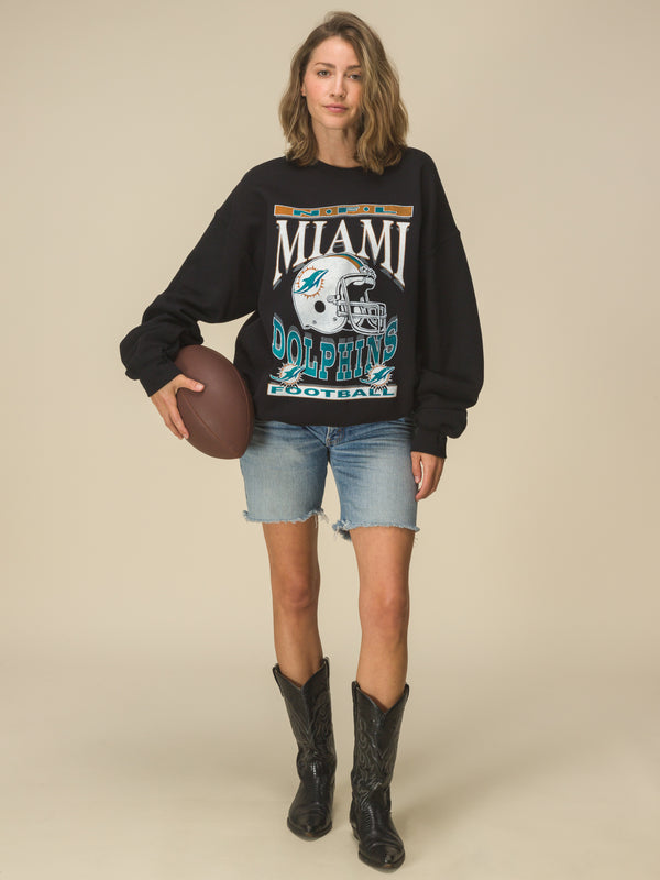 Junk Food Clothing Miami Dolphins Helmet Flea Market Crew Fleece Black