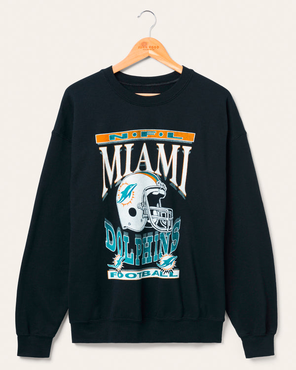 junk food clothing Miami Dolphins Helmet Flea Market Crew Fleece Black