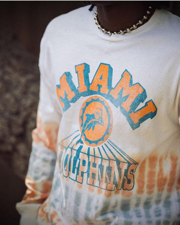 Junk Food Clothing Miami Dolphins Tie Dye Long Sleeve Tie Dye