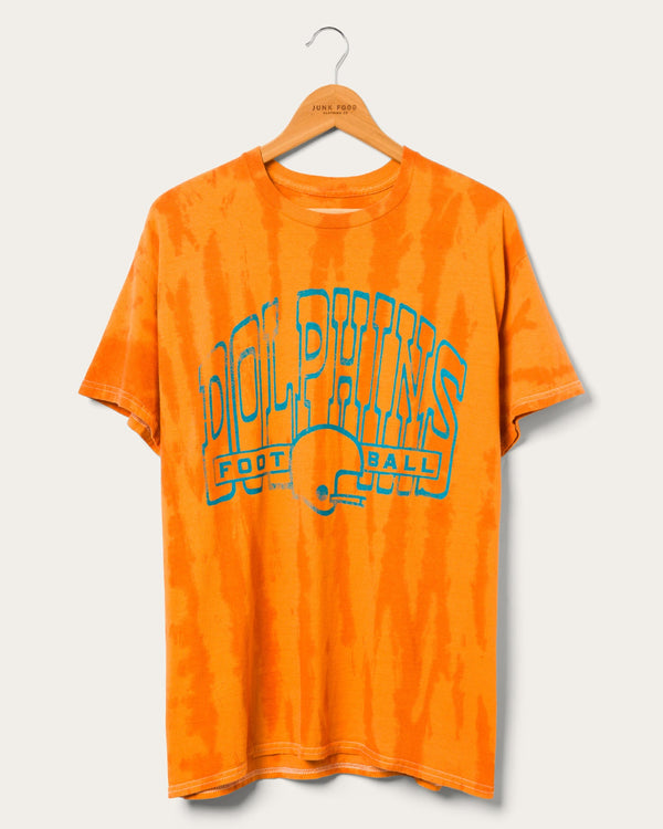 junk food clothing Miami Dolphins Tie Dye Short Sleeve Tee Orange