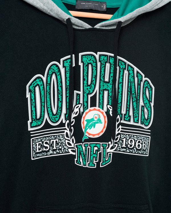 Junk Food Clothing Miami Dolphins Tri Color Block Hoodie Midnight/Teal/Heather Grey