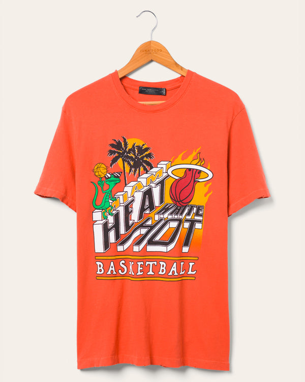 junk food clothing Miami Heat White Hot Vintage Tee Washed Red