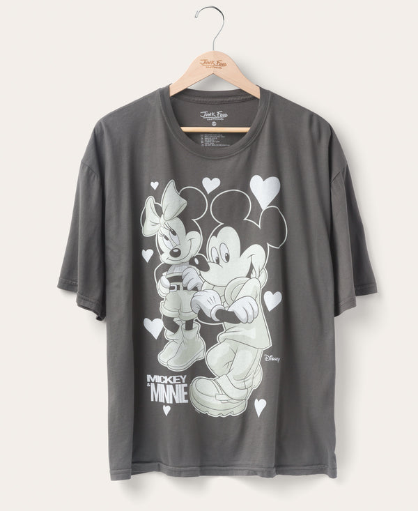 junk food clothing Mickey and Minnie Hearts Oversized Tee Vintage Black