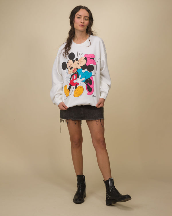 Junk Food Clothing Mickey And Minnie Kiss Flea Market Fleece White