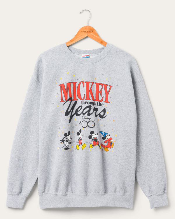 junk food clothing Mickey Through the Years Flea Market Fleece Heather Grey