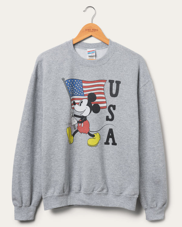 junk food clothing Mickey USA Flea Market Fleece Heather Grey