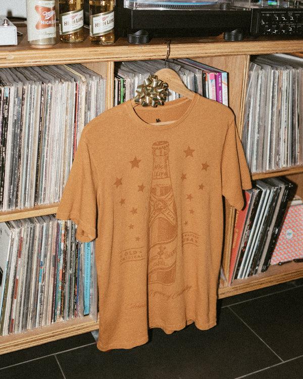 Junk Food Clothing Miller High Life 120th Anniversary Bottle Vintage Tee Saffron