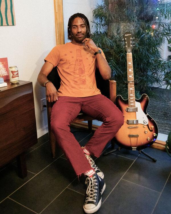 Junk Food Clothing Miller High Life 120th Anniversary Bottle Vintage Tee Saffron